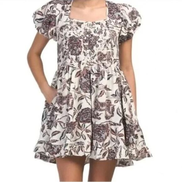 NWT House Of Harlow Ozzie Mini Dress Puff Sleeve Smocked Womens Size M - Picture 3 of 8